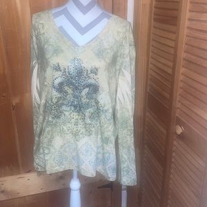 Greensource long sleeve flor de Luis  top 2x